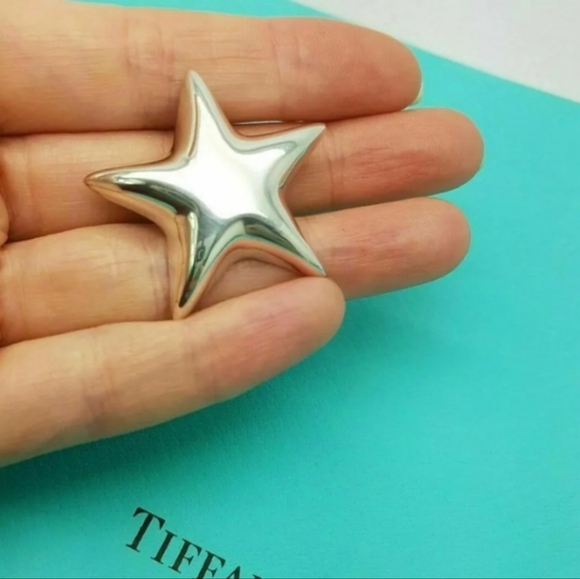 Tiffany & Co. Vintage RARE Sterling Silver Large Puff Star Brooch With Box - Picture 2 of 7